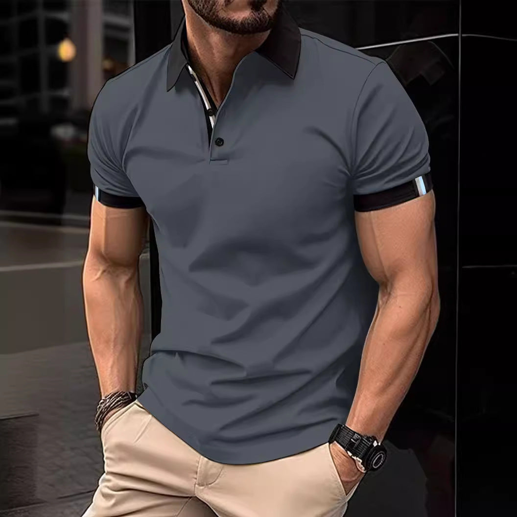 Herrer Poloshirt med moderne krave og farvede accenter Stilla