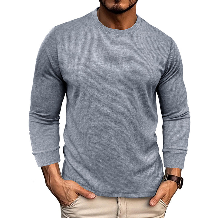 Herrer Langærmet T-shirt med struktureret design og behagelig rundhalset udfoldning Stilla