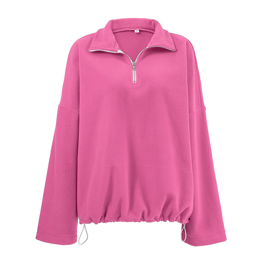 Dame oversized fleece-trøje med lynlås og høj krave Stilla