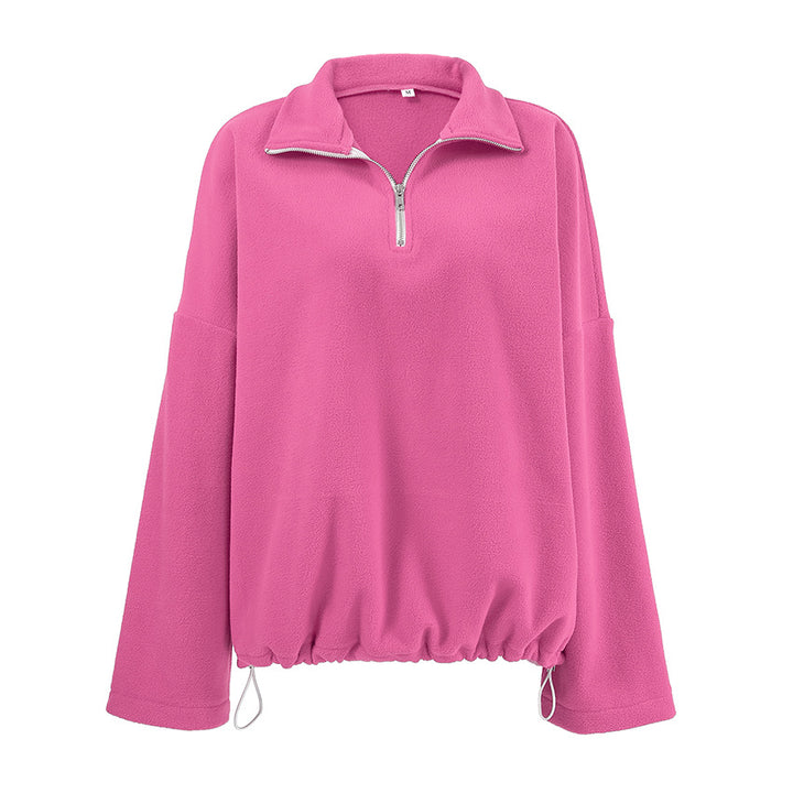 Dame oversized fleece-trøje med lynlås og høj krave Stilla