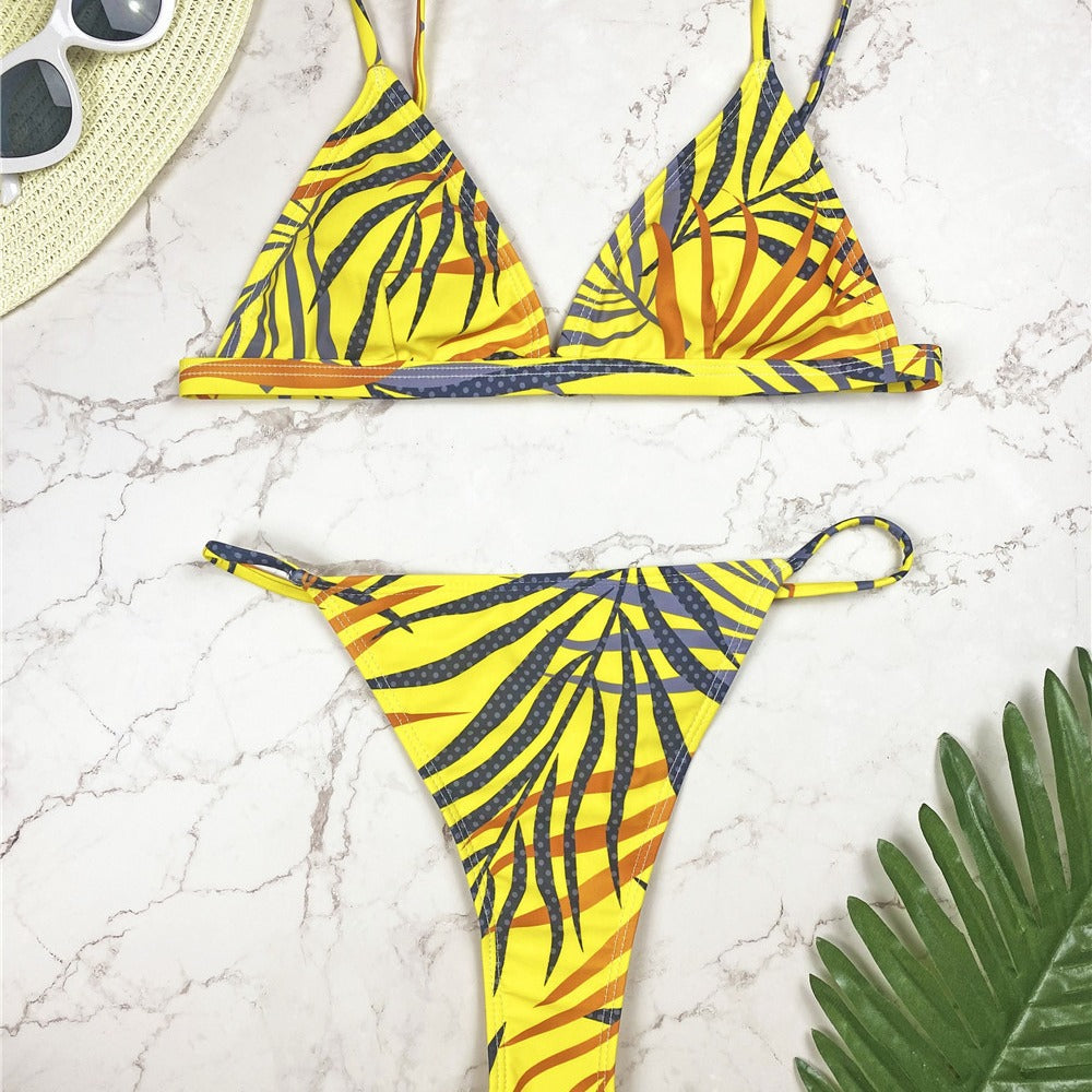 Dame Triangle Top og justerbar Tanga Bikini Sæt Stilla