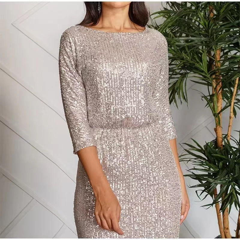 Dame elegant og glamourøst aftenkjole med palietter Stilla