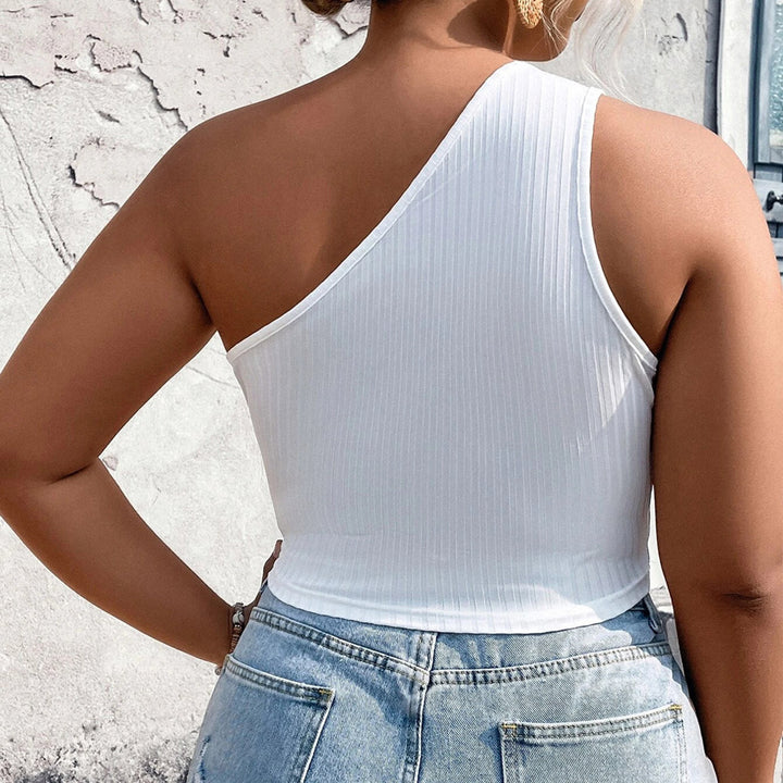 Dame asymmetrisk Crop-Top med fin ribstruktur og tætsiddende design Stilla
