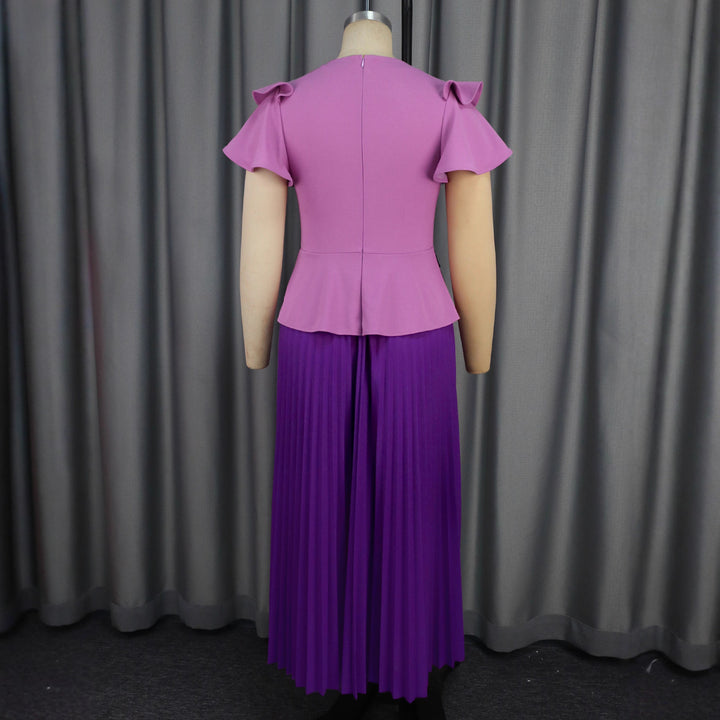 Dame Elegant sæt bestående af bluse top og plisseret nederdel Skovae