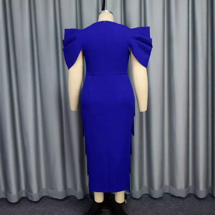 Dame Elegant Franse-Maxikjole med voluminøse Puffærmer Skovae