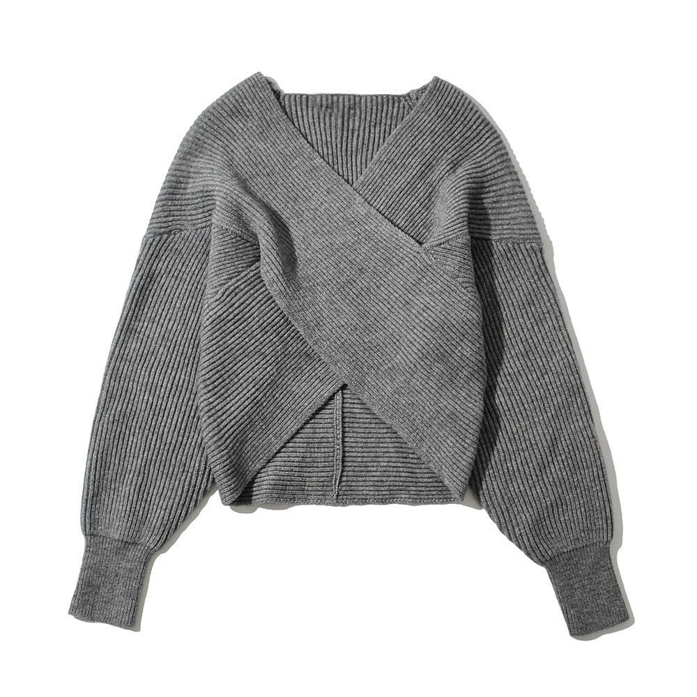 Kvinders omslagsweater med moderne tekstureret design Stilla