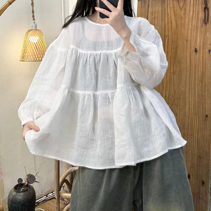 Femme Relaxed Fit Peplum-top med lange ærmer Stilla
