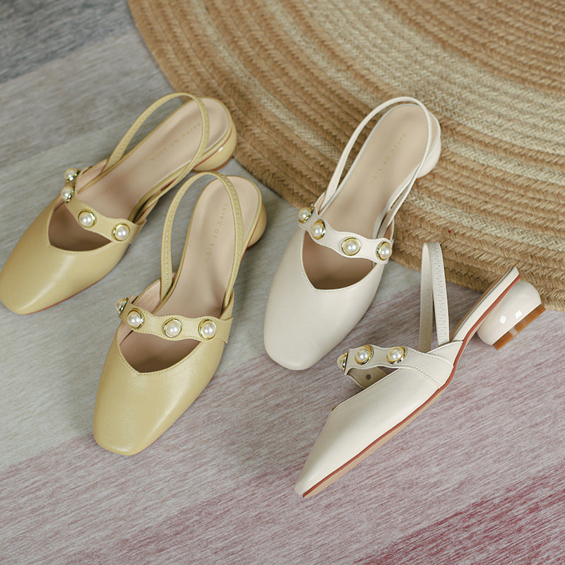 Dame elegante Slingback-hæle med perleaccent Stilla
