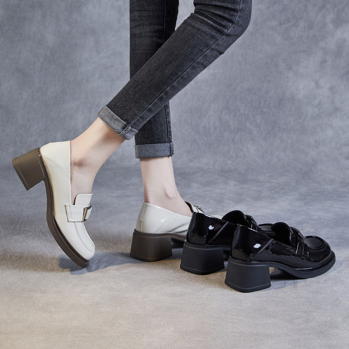 Dame Klassisk Læder Blokhæl Slippers Stilla