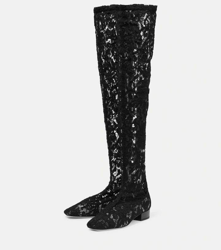 Femme Over-knæet Spids-detail Stiletto Støvler Stilla