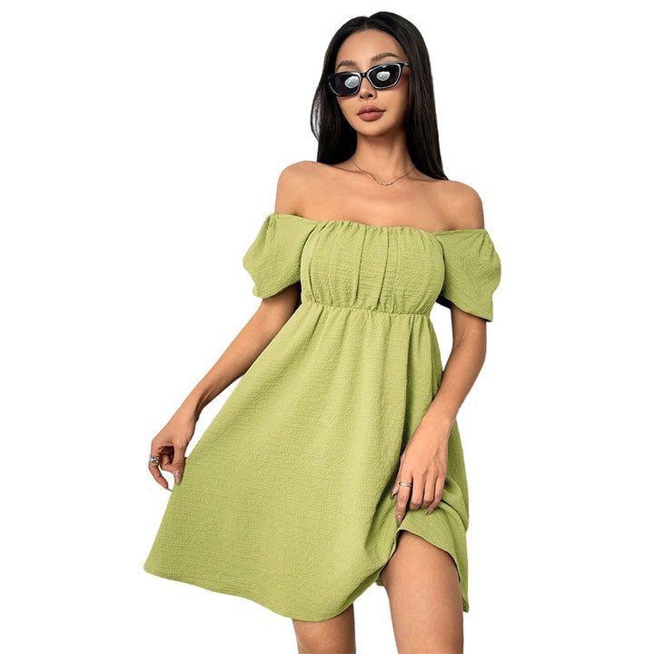 Kvinders Off-Shoulder Sommerkjole med Puffy Ærmer og Side Slid Stilla