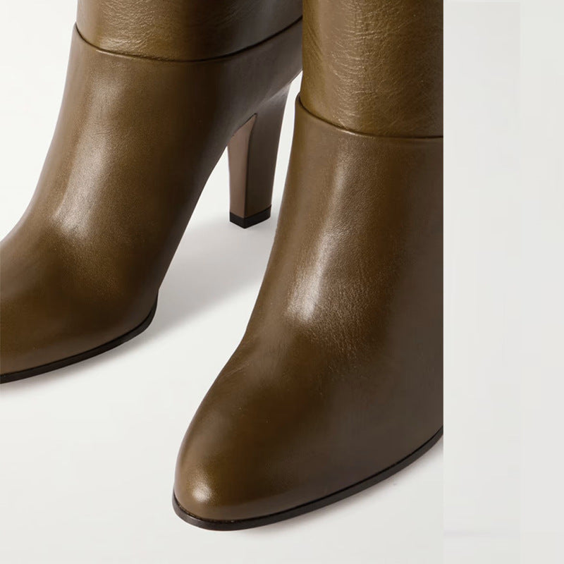 Femme Højglans Lange Lårhøje Stiletto Støvler Stilla
