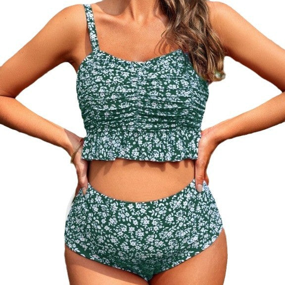 Dame Højtaljede Rynkeskjorte Bikini-Sæt Stilla