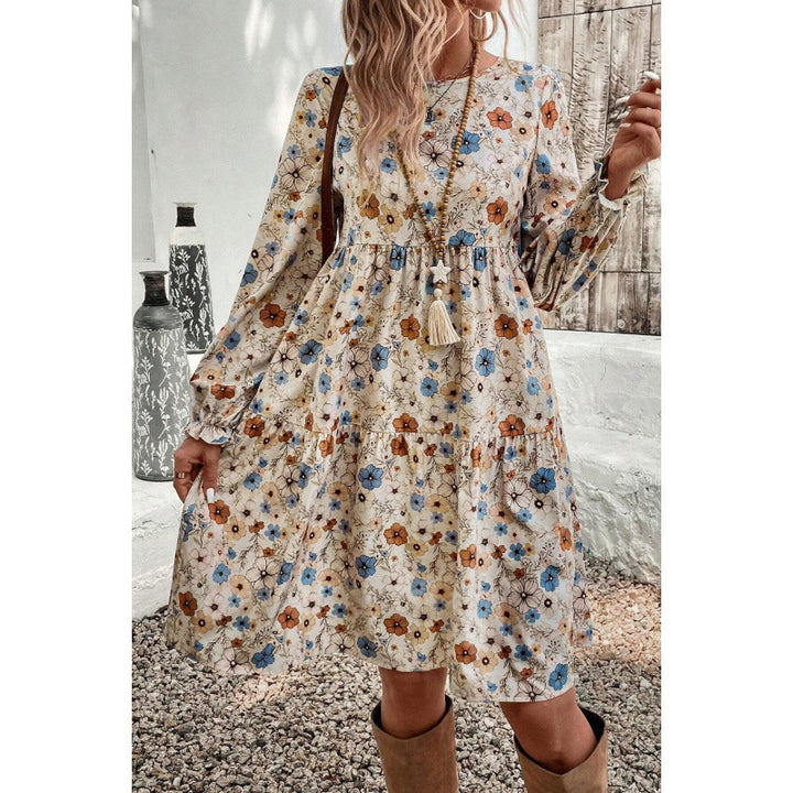 Dame blomstermønster fritidskjole med ruffle detaljer Stilla