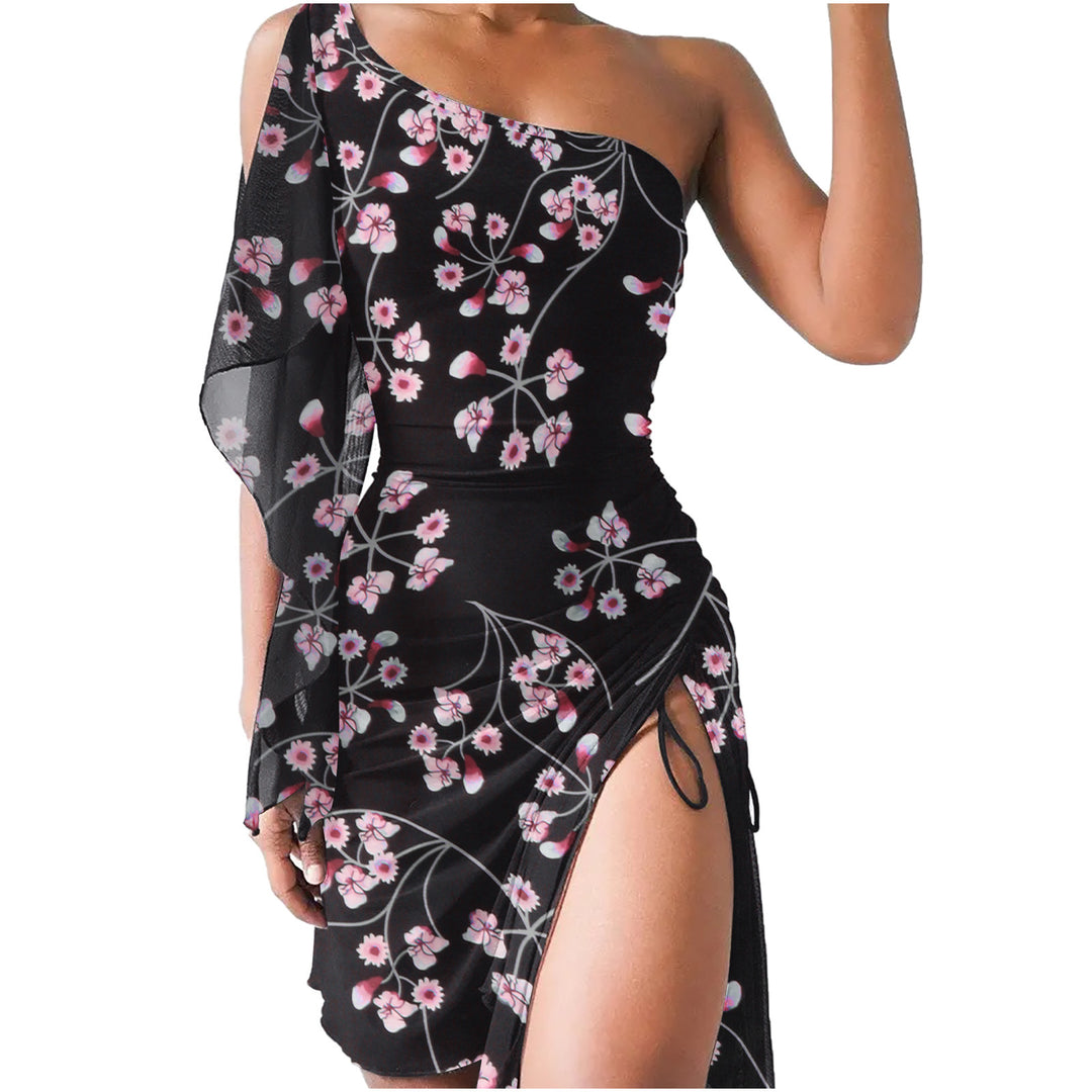 Dame Skrå Skulder Maxikjole med Floral Print Stilla