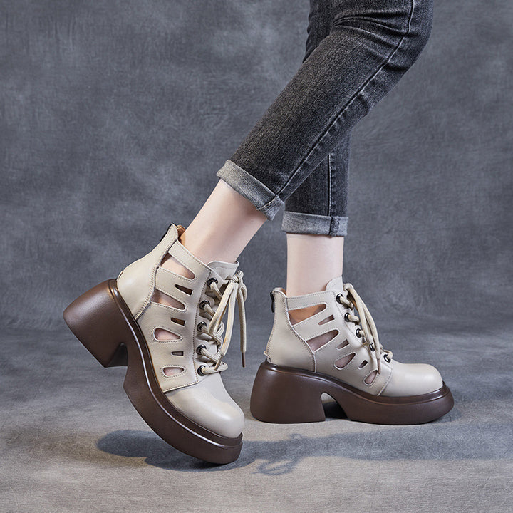 Femme Stilfulde Snøre-Platform-Støvler Stilla