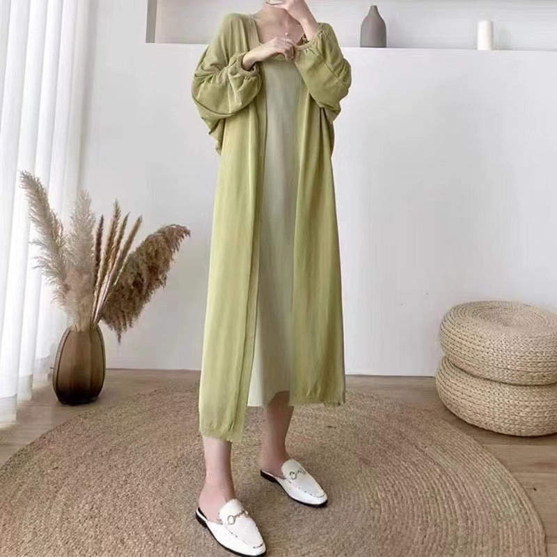 Dame maxi kjole med let kimono overlay Stilla
