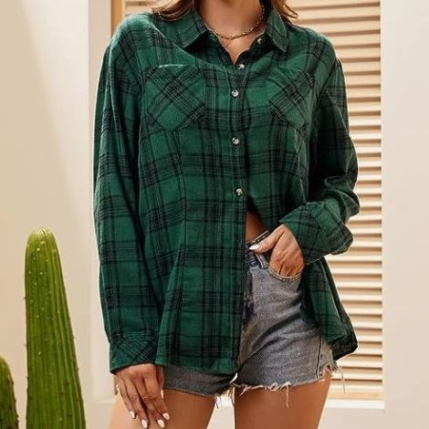 Kvinders ternet flannelbluse med knude-detalje Stilla