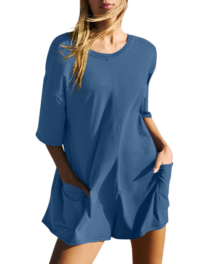 Dame Behagelig Oversized-T-Shirt med praktisk lomme Stilla
