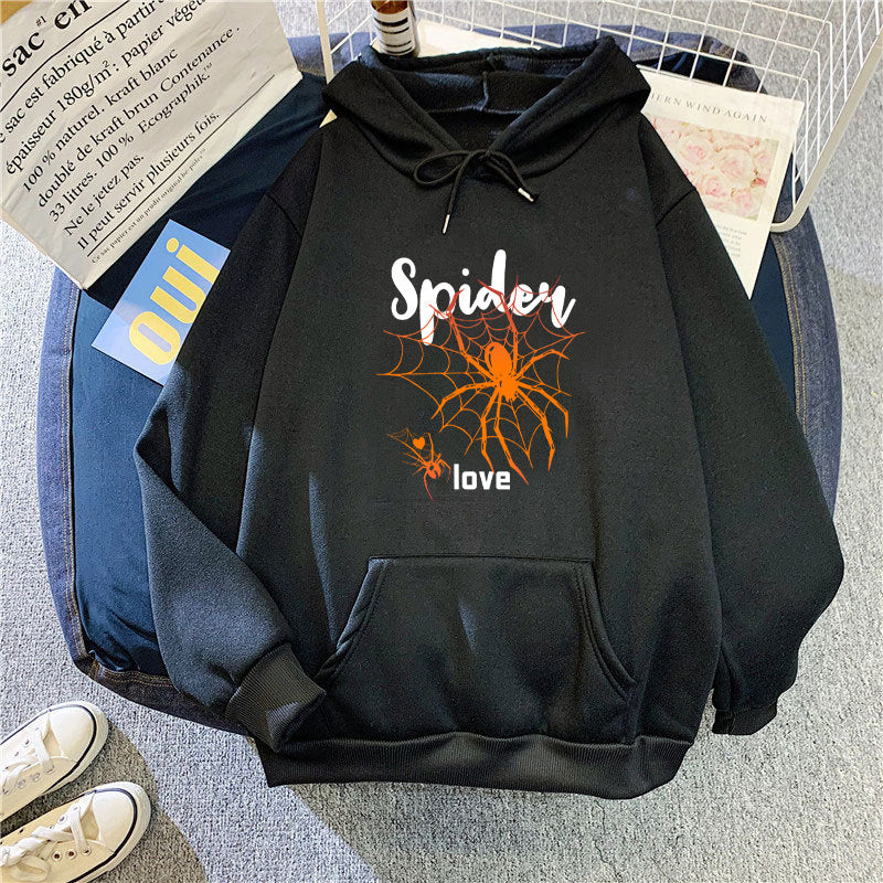 Kvinders hoodie med kreativ edderkoppedesign Skovae