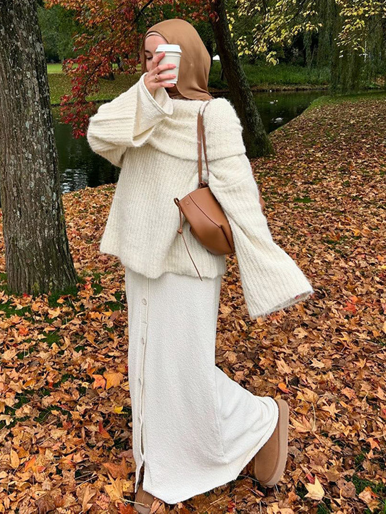 Dame Oversized Strikpullover med løs pasform og dyb V-udskæring Stilla