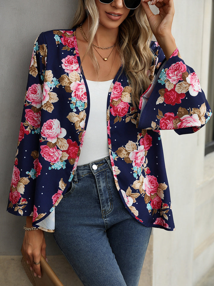 Damer Blomsterdesign Kimono-jakke med vidt udstyrede ærmer Stilla