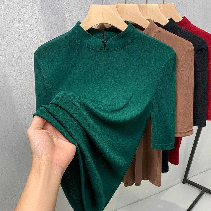Dame Turtleneck-Shirt lavet af blødt stretchmateriale med figursyet snit Stilla
