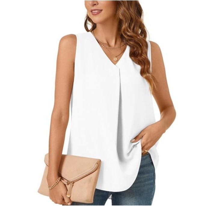 Dame let V-hals bluse med legende drapering Stilla