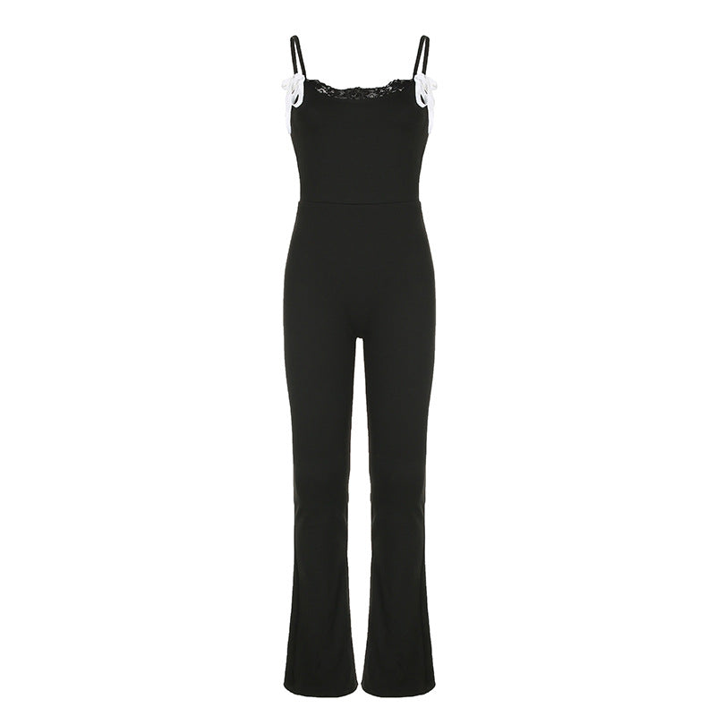 Dame Elegant Jumpsuit med spids og bred benkant Skovae
