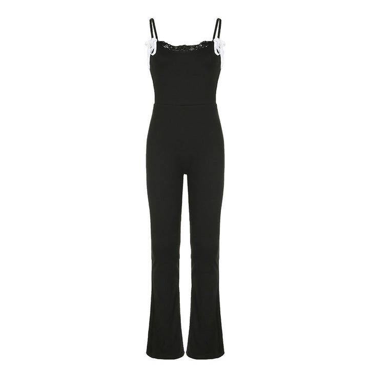 Dame Elegant Jumpsuit med spids og bred benkant Skovae