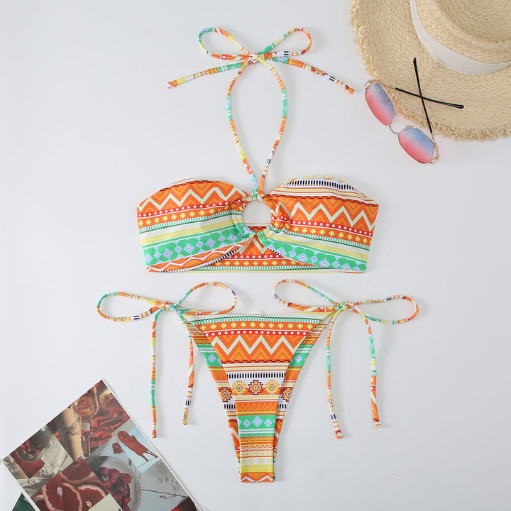 Dame Bandeau-Bikini-Sæt med justerbare bindebånd Stilla