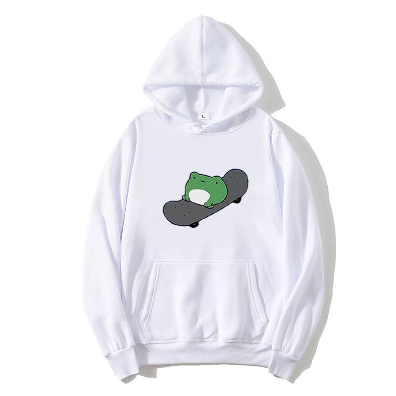 Kvinders hoodie med humoristisk frødesign Skovae