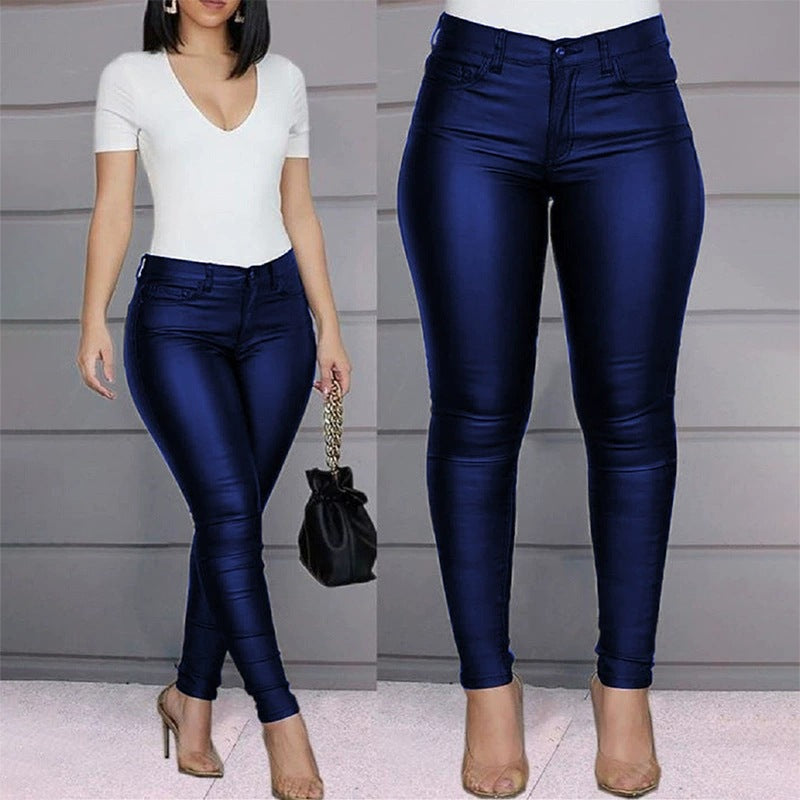 Dame Kvalitets Skinny Jeans i moderigtig Lak-look Stilla