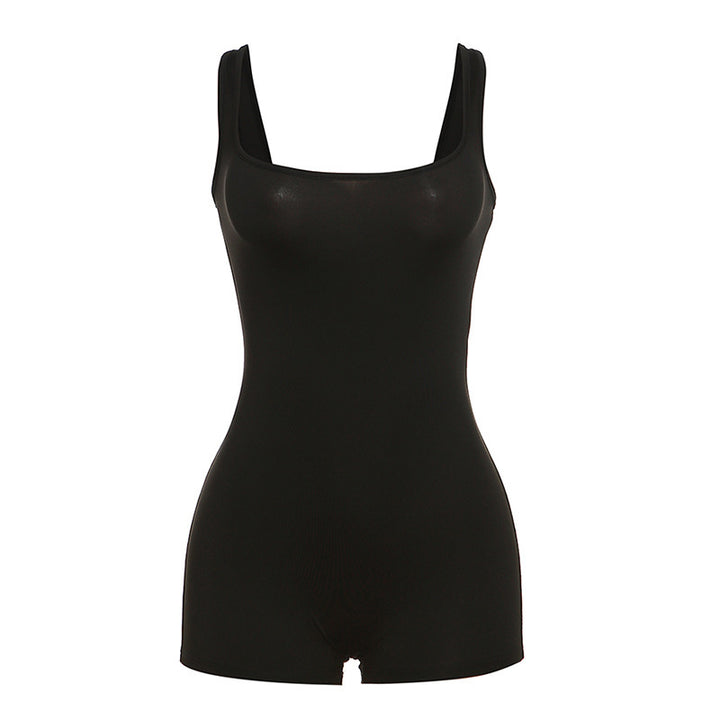 Dame figursyet jumpsuit med dyb udskæring og elastisk materiale Stilla