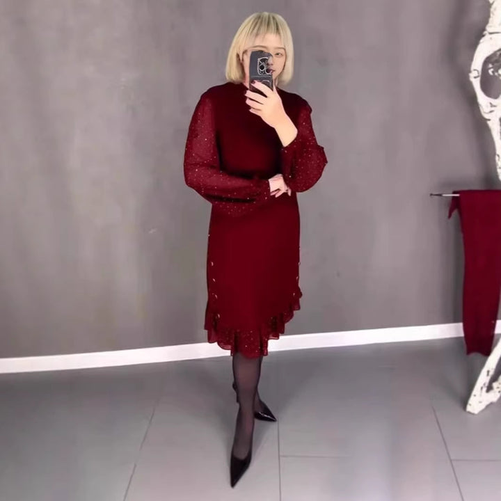 Dame Elegant Kjole med Voluminøse Ærmer og Udsnit Hem Skovae