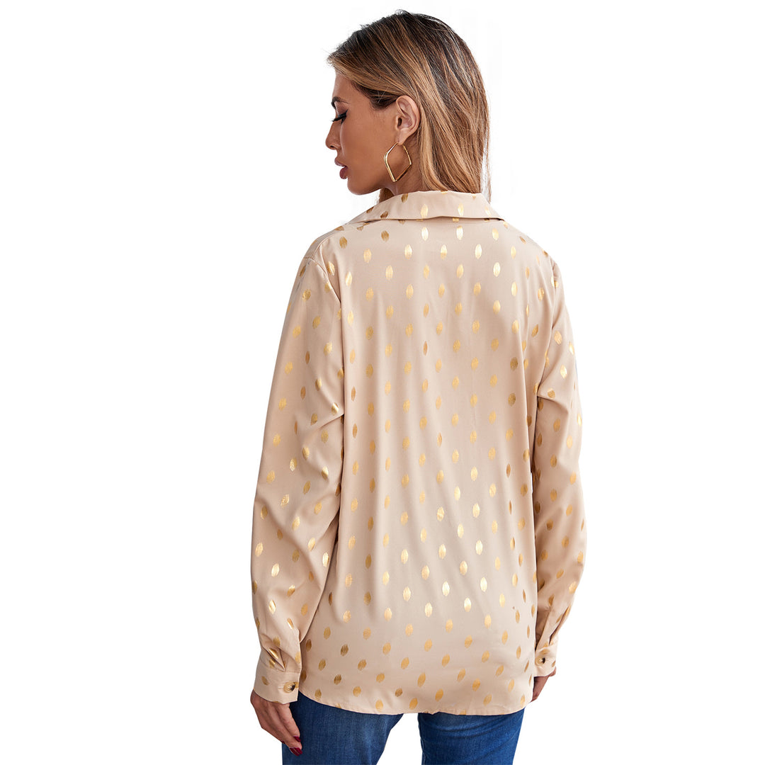 Dame elegant bluse med delikat metallisk print og glitrende finish Stilla