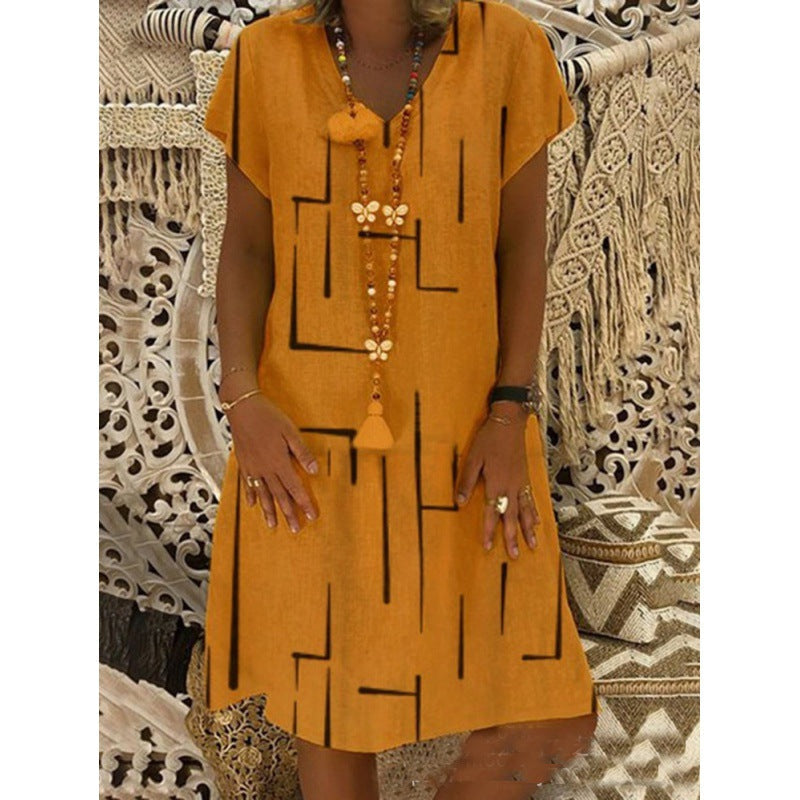 Stilla | Trendy Print V-Hals Kjole