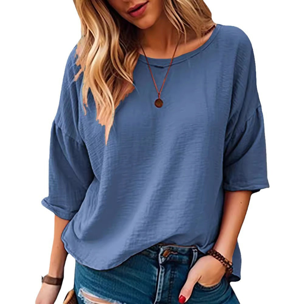 Dame afslappet oversized T-shirt med struktureret stof Stilla