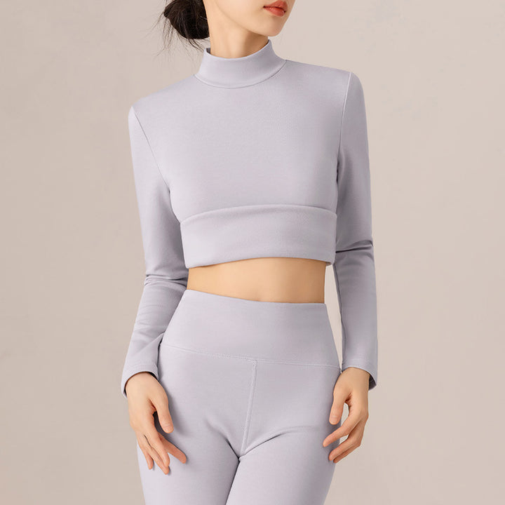 Dame sporttop med stilfuldt rullekrave og trendy cropped længde Stilla