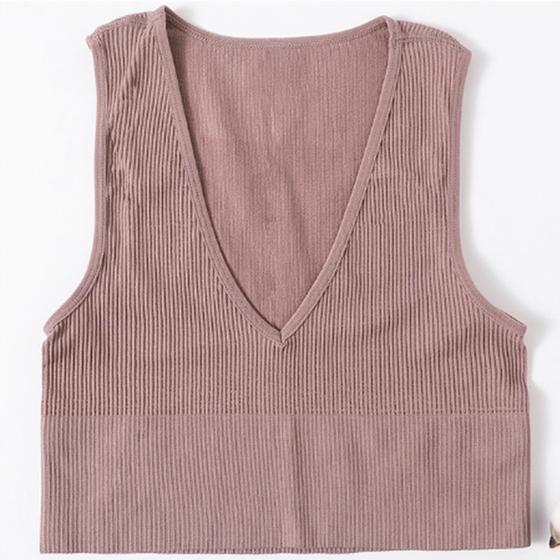 Dame Rib- V-udskæring Crop Top Stilla