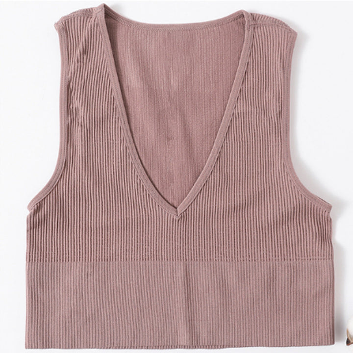 Dame Rib- V-udskæring Crop Top Stilla