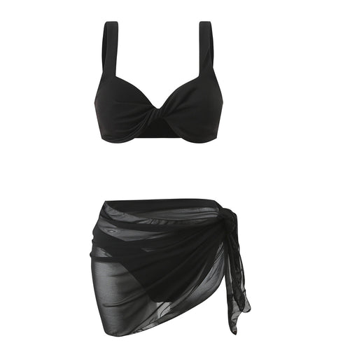 Dame bikini-sæt med stilfuld omslagsnederdel og elegant brystområde Stilla
