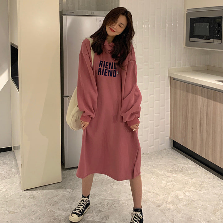 Dame Fritids Hoodie Kjole med Sideslids Stilla