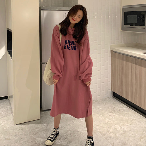 Dame Fritids Hoodie Kjole med Sideslids Stilla
