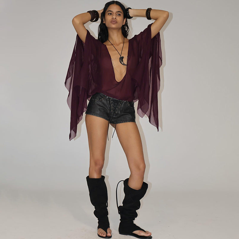 Dame transparent Kaftan med elegant snit Stilla
