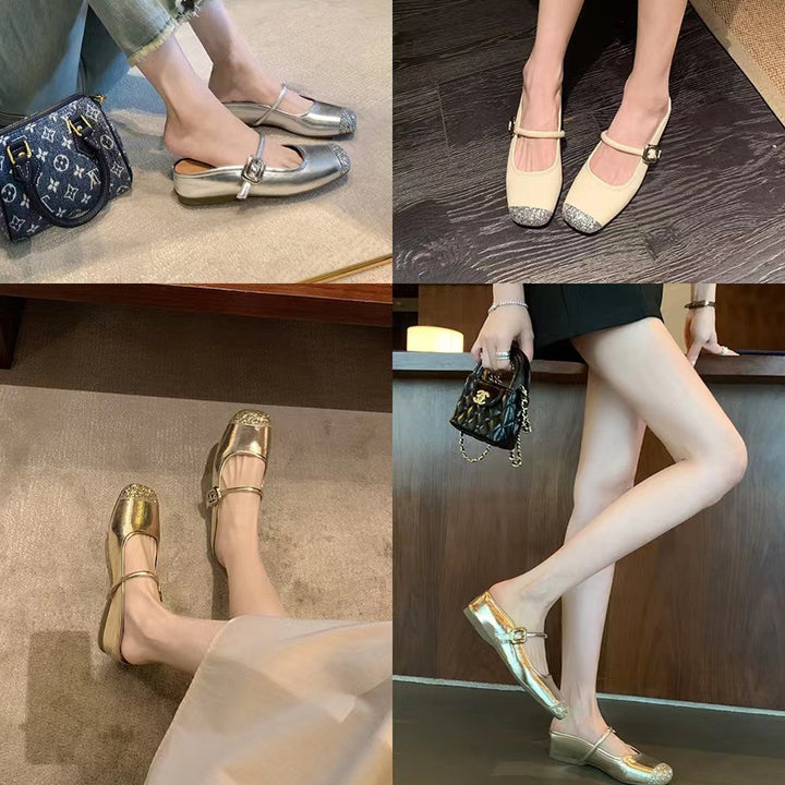 Damer Glimmer Bånd Ballerinas Stilla