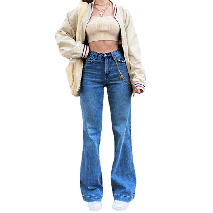 Dame løse jeans i vintage-stil med høj talje og mode detaljer Stilla