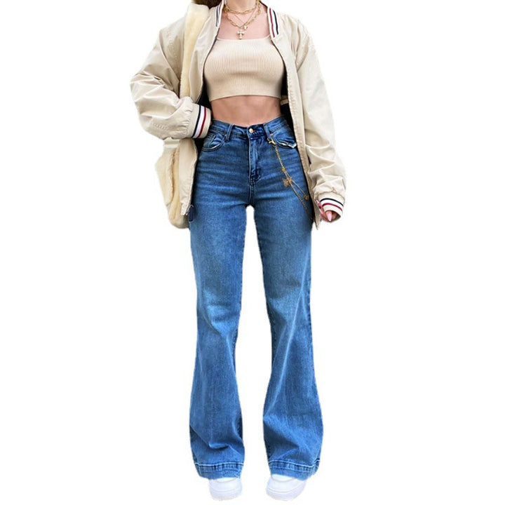 Dame løse jeans i vintage-stil med høj talje og mode detaljer Stilla