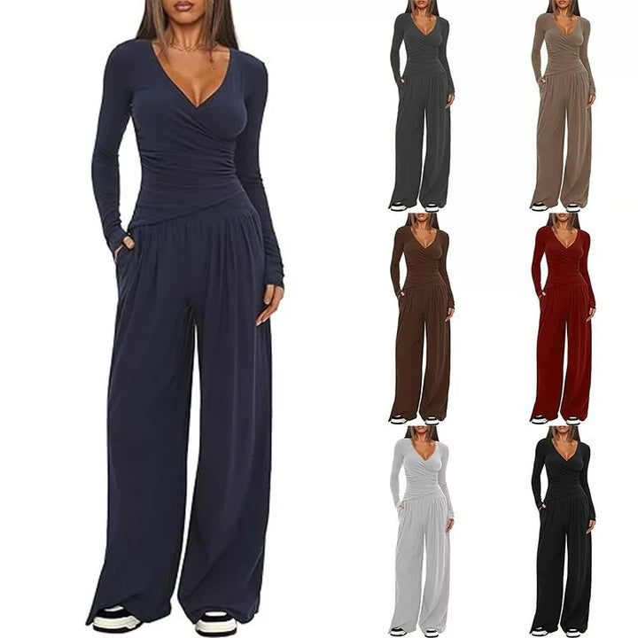 Dame Elegant Wrap-Overall med bred ben og moderne detaljer Skovae