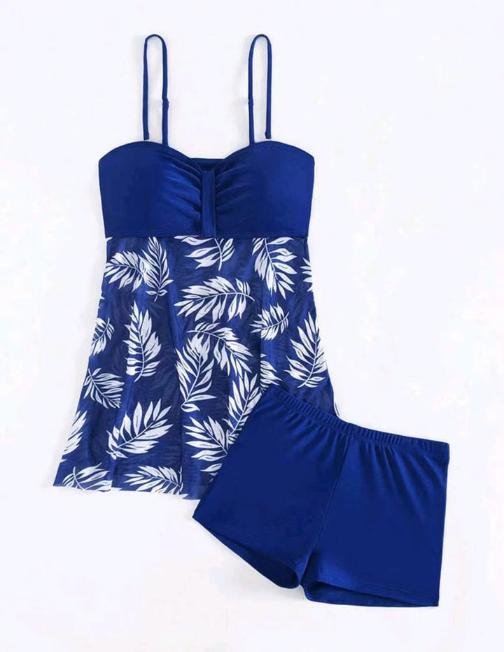 Dame Tankini-sæt med blomstret overdel og behagelige shorts Stilla
